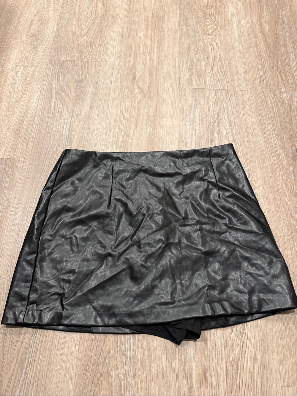 Abercrombie & Fitch Black Faux Leather Mini Skort